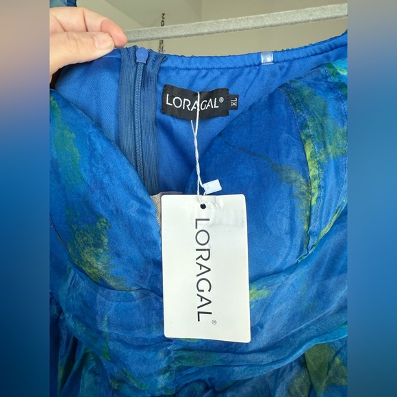 LORAGAL STARLIGHT PUFF SLEEVE TIERED GOWN XL Blue Fairy CottageCore Coquette - Picture 3 of 4